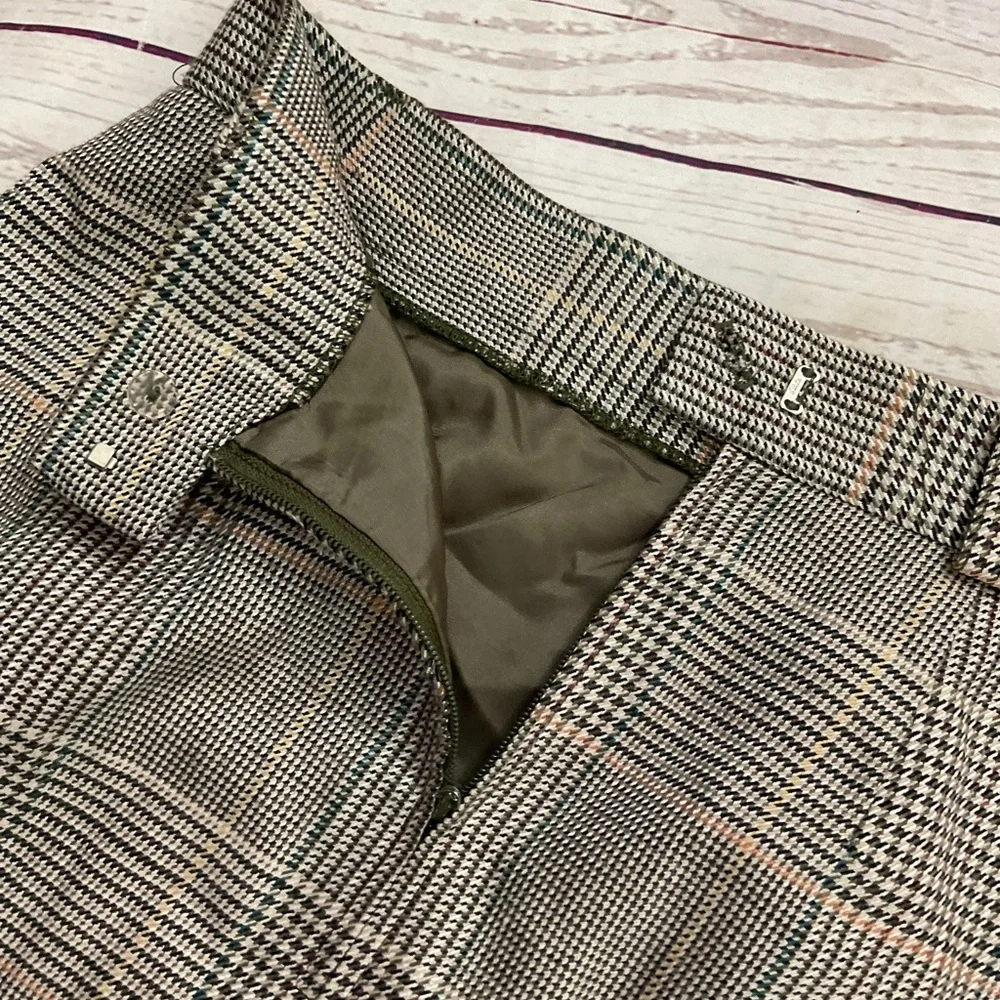 Vintage 4 Petite JH Collectibles Tan Plaid Midi Pencil Skirt USA Womens Union‎